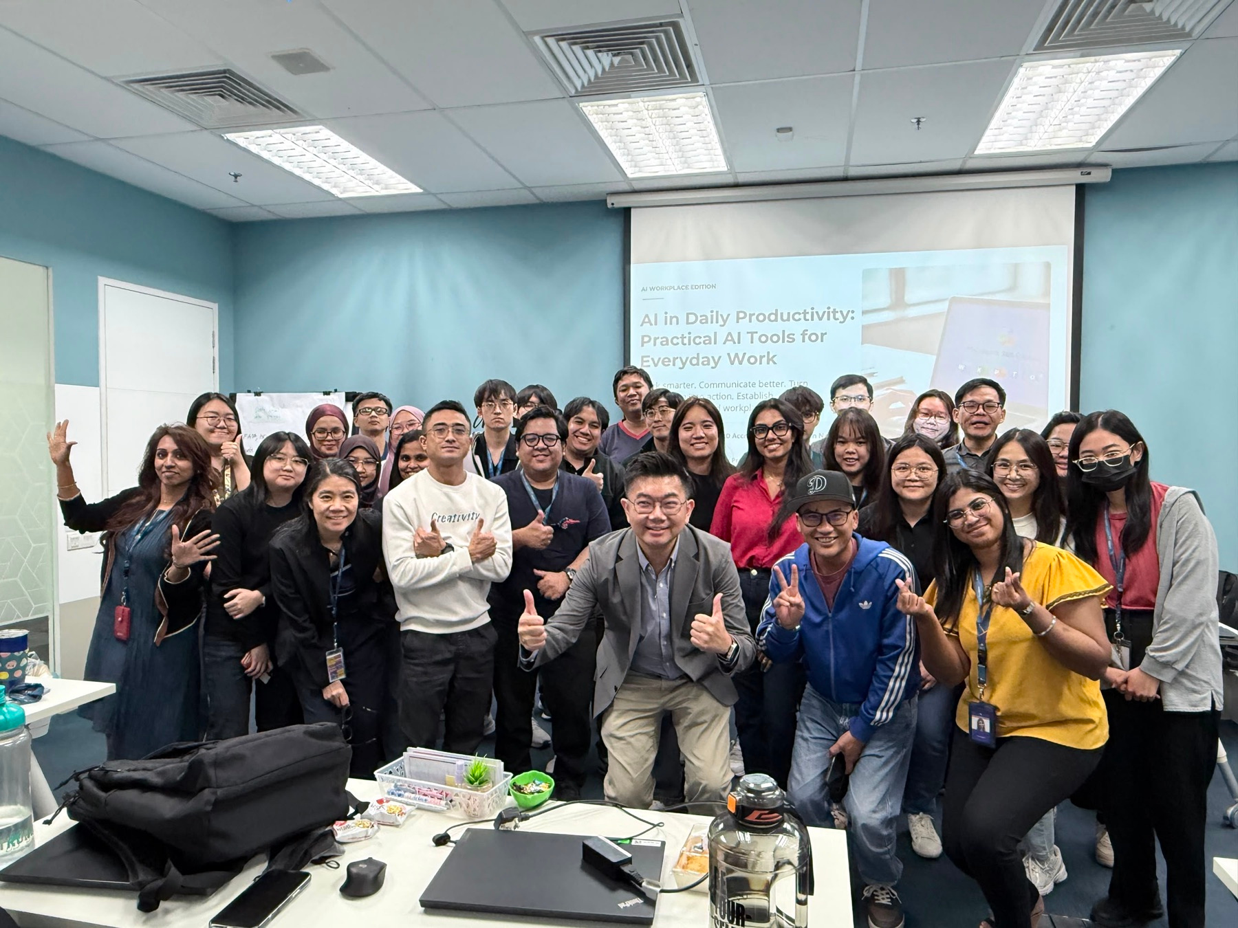 Group photo after a workplace AI productivity programme